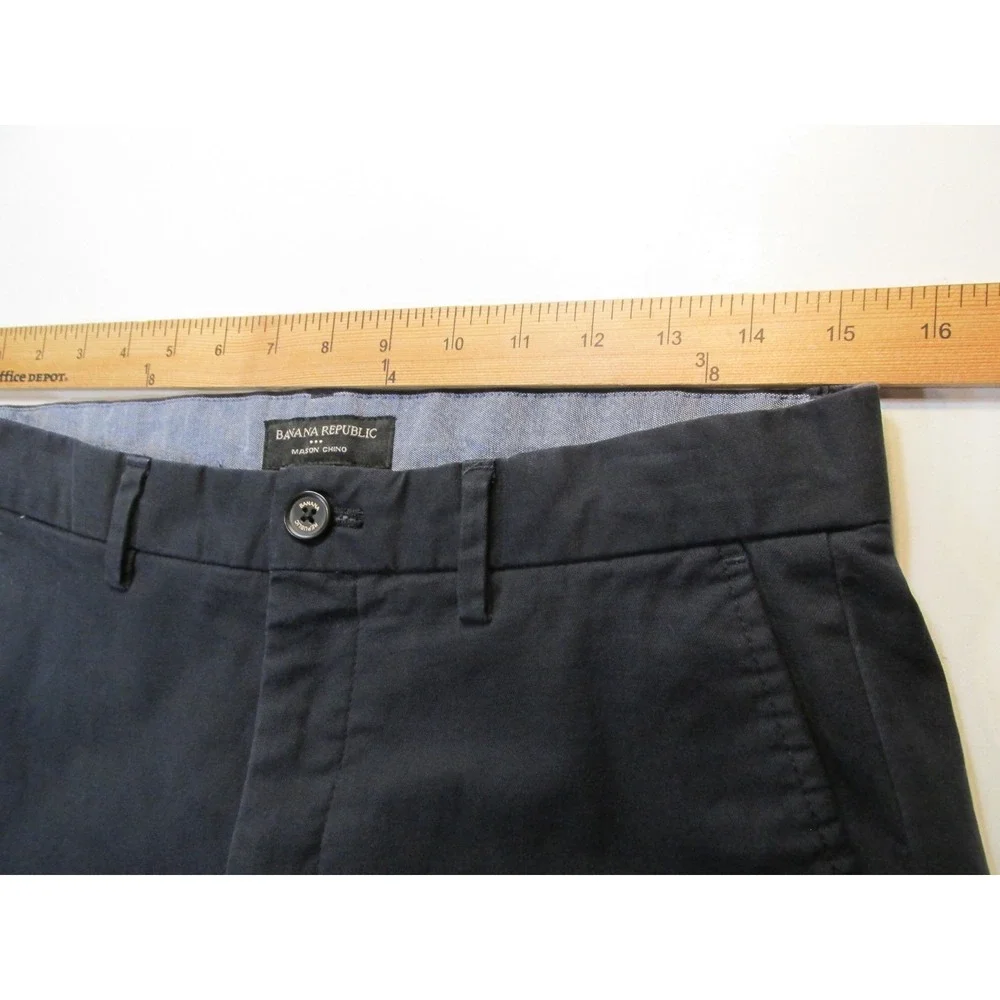 BANANA REPUBLIC Mason Chino Pants Men 30x32 Navy Blue Flat Front Straight Preppy